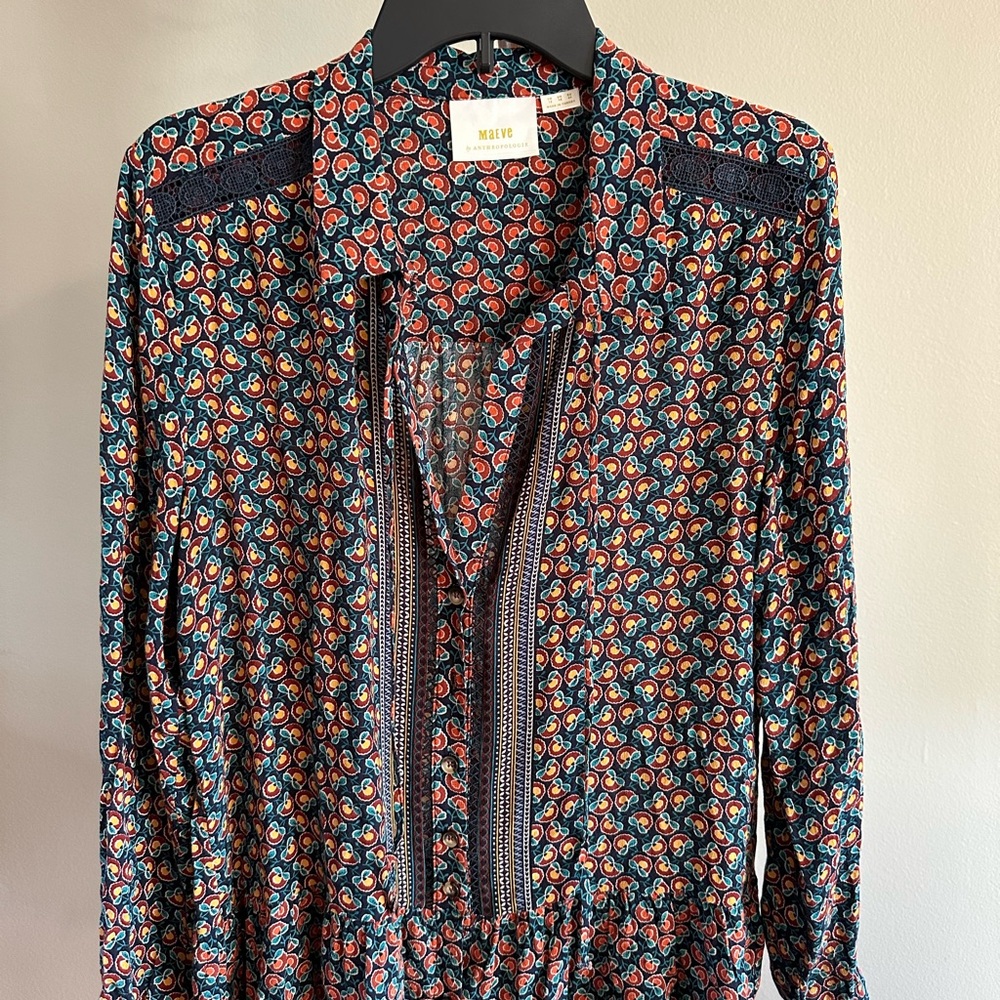 Anthropologie Maeve Janie Flounced Peasant Blouse, Size 12